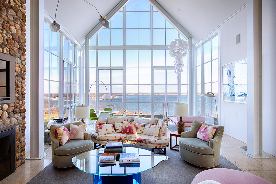 Ceo Of Knoll Lists Waterfront Architectural Stunner On Shelter Island Living Room