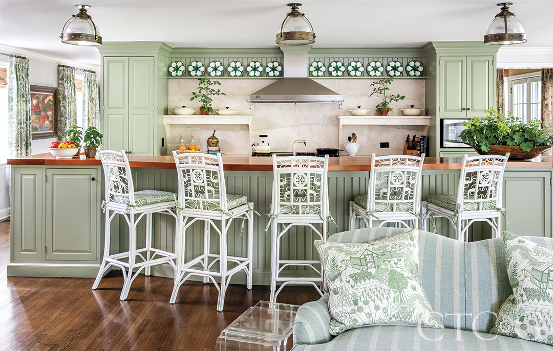Green Kitchen in southern-style home