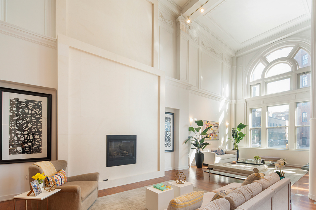 Keith Haring Mural Tribeca Loft Living Area