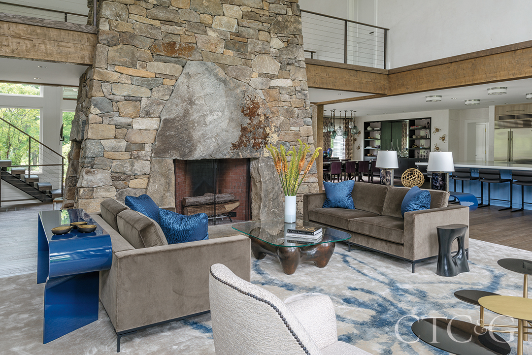 Living Room With Blue Pillows