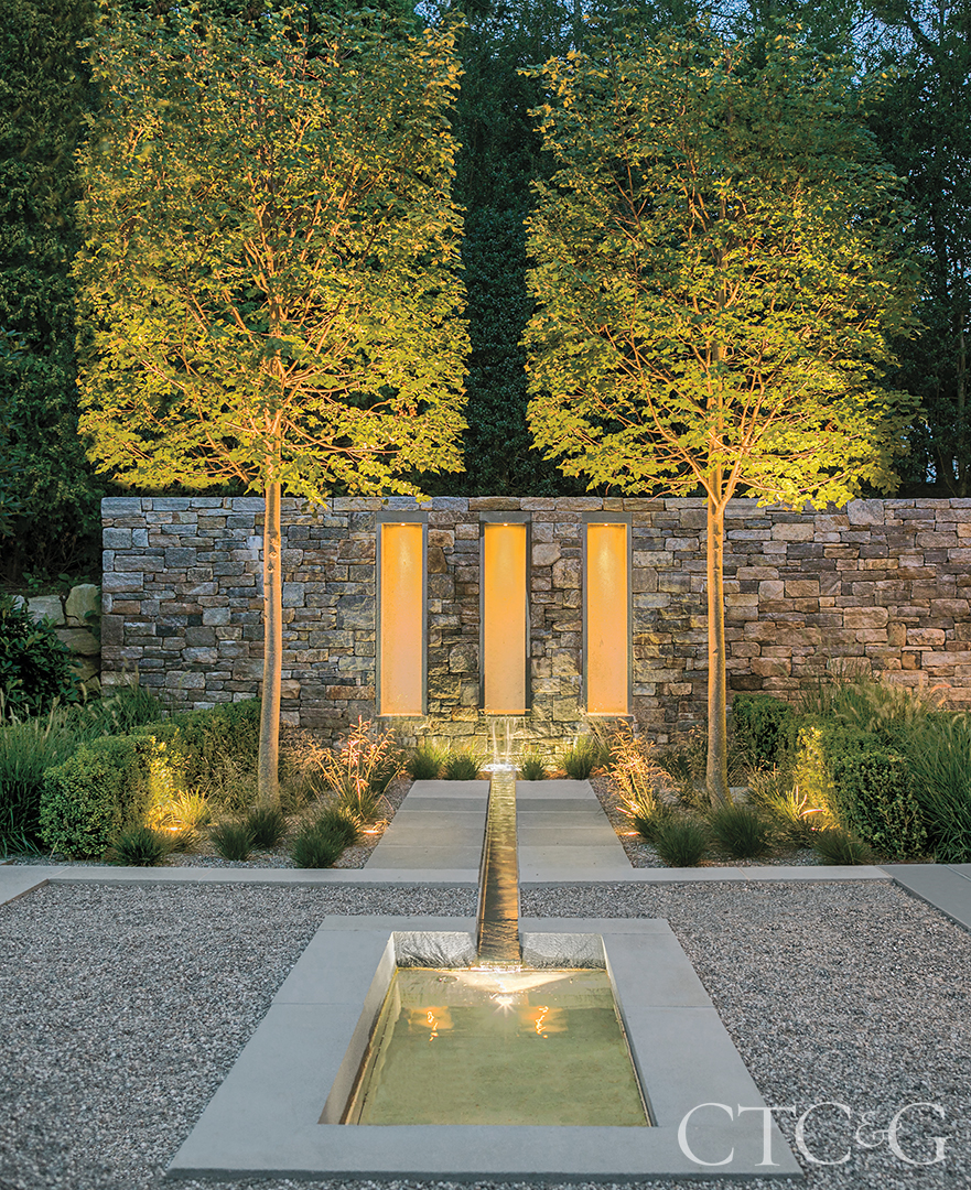 waterfall in backyard garden