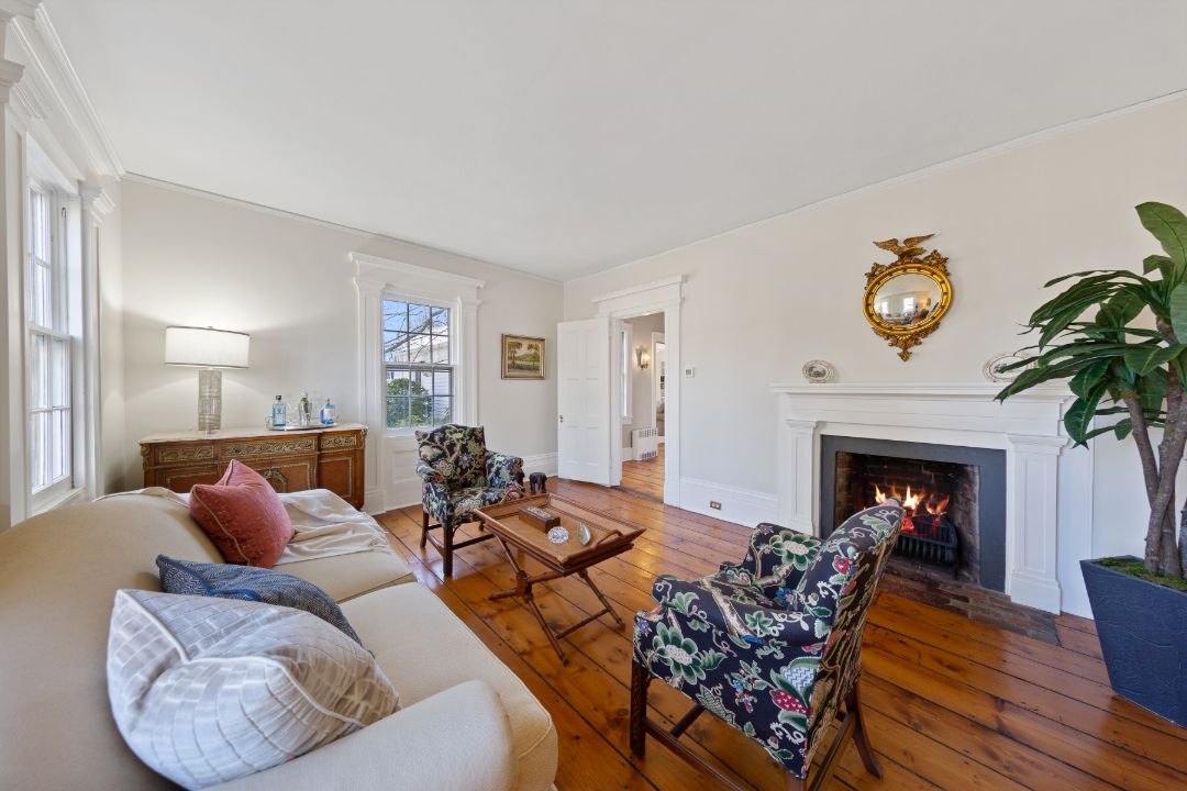 Rings End Road Darien Colonial Living Room Fireplace