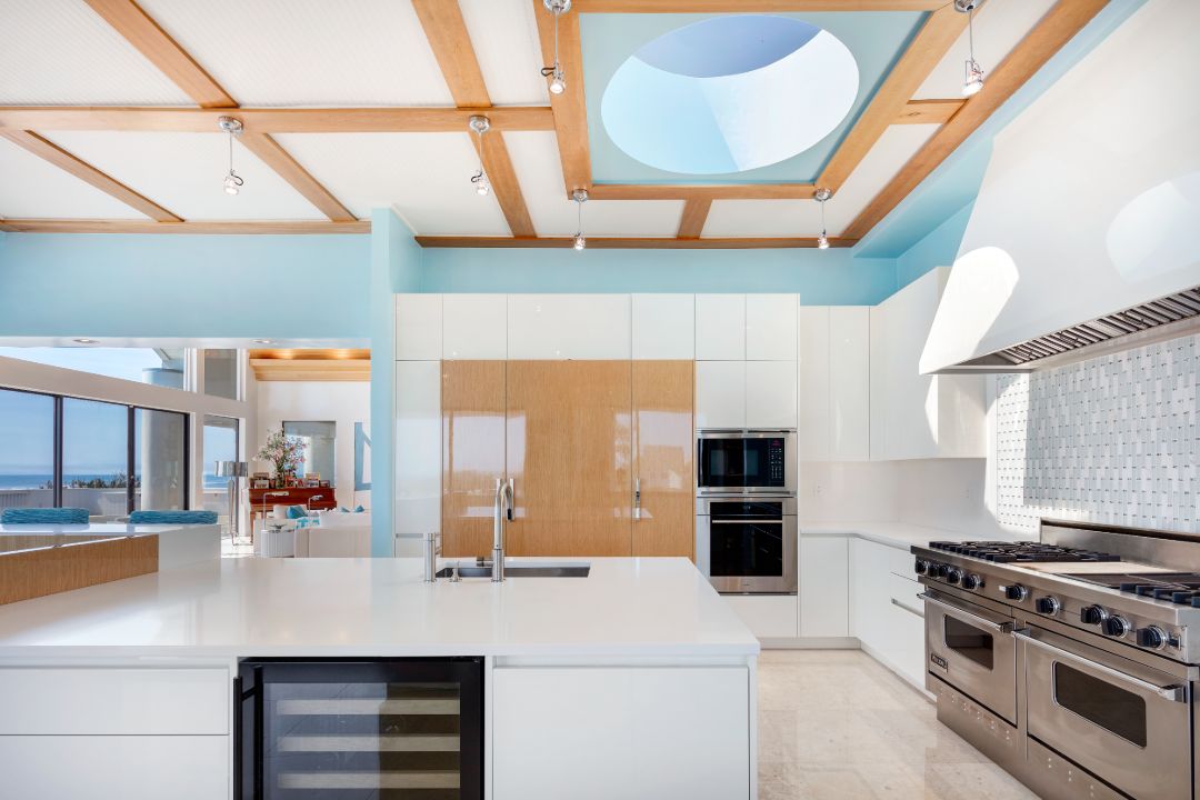Quogue Village Hamptons Oceanfront Contemporary Kitchen Skylight