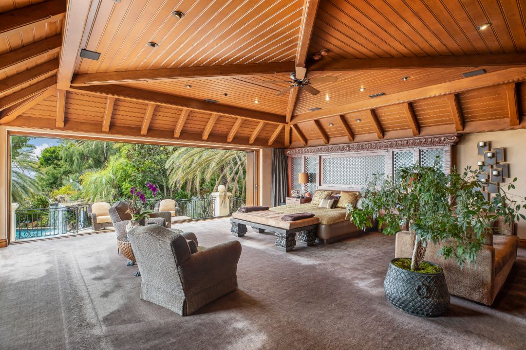 Full House Creator Beverly Hills Rental Bedroom Wood Ceiling