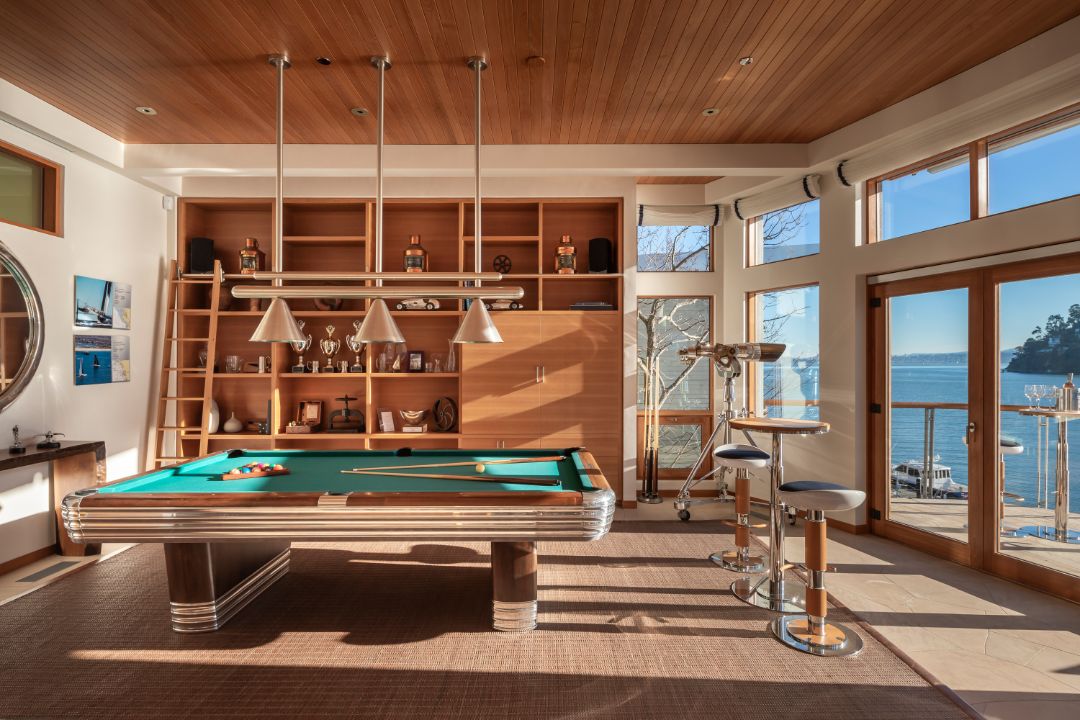 Belvedere San Francisco Bay Waterfront Home Billiard Room