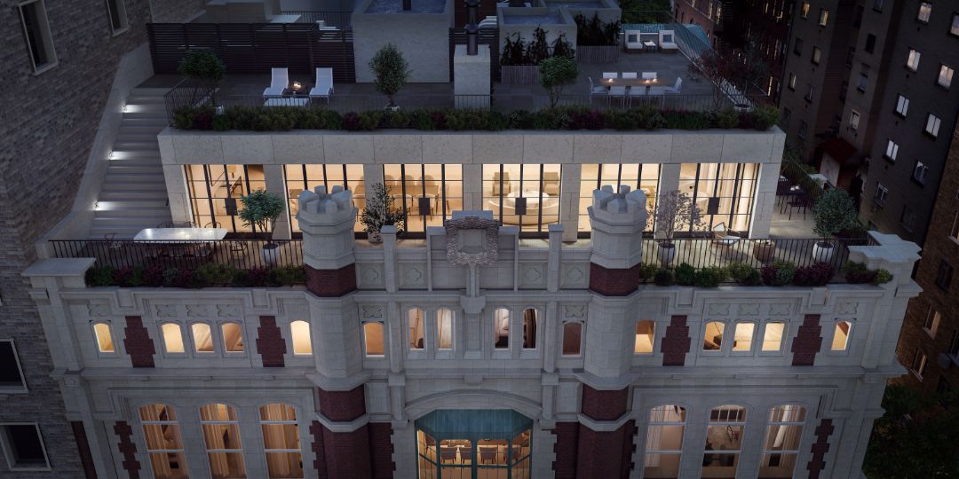555 West End Ave Penthouse Exterior Hover Shot