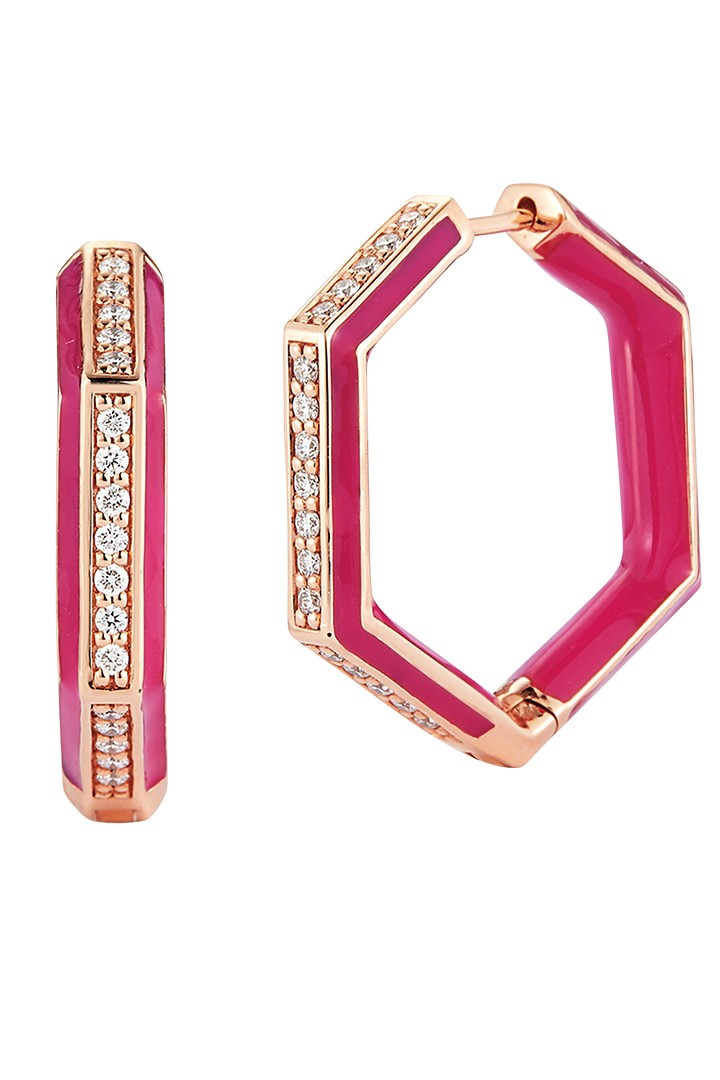 Pink Geometric Hoop Earrings