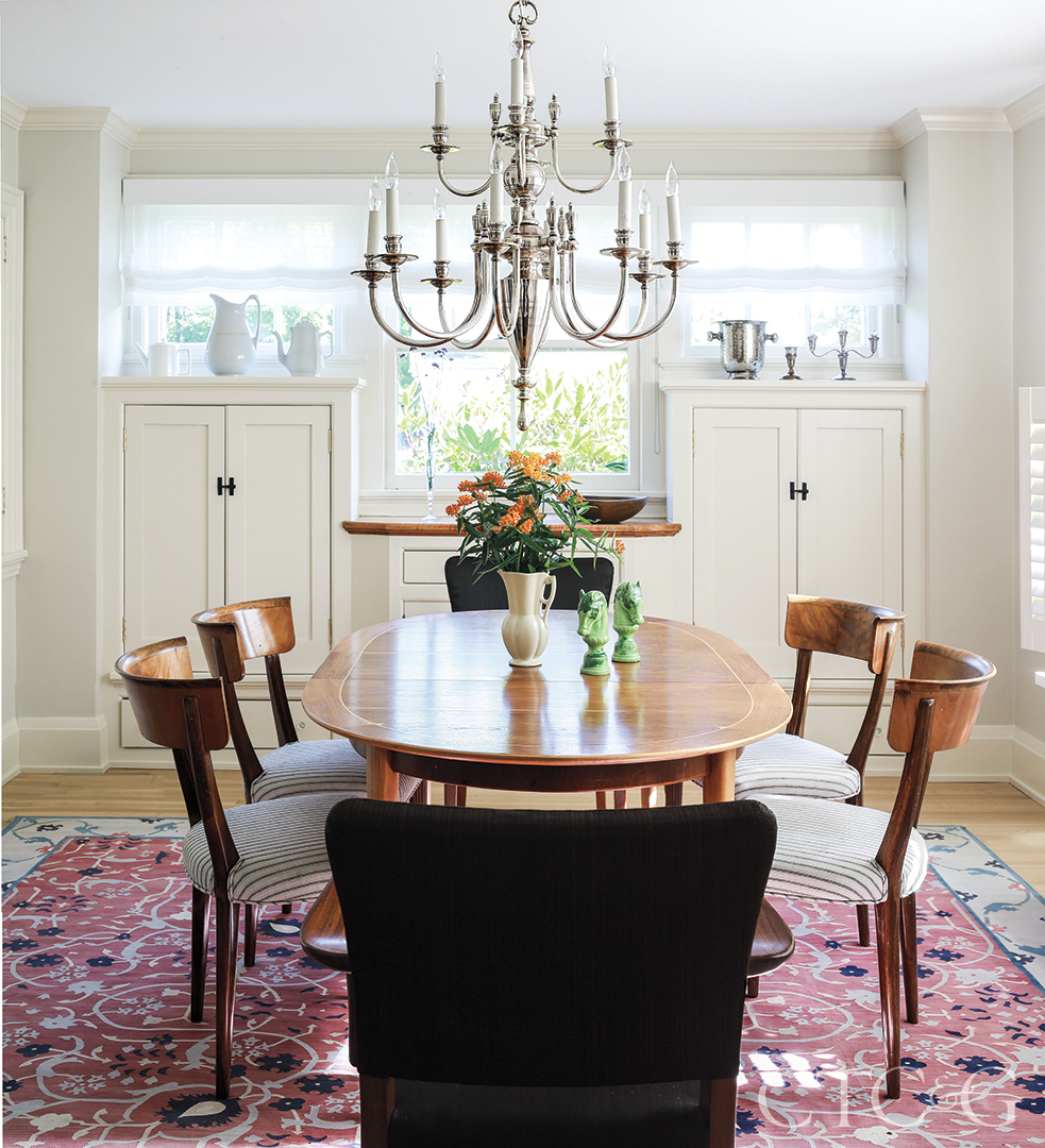 Traditional Dining Room With Chandelier