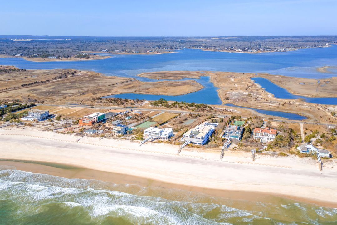 Quogue Village Hamptons Oceanfront Contemporary Aerial