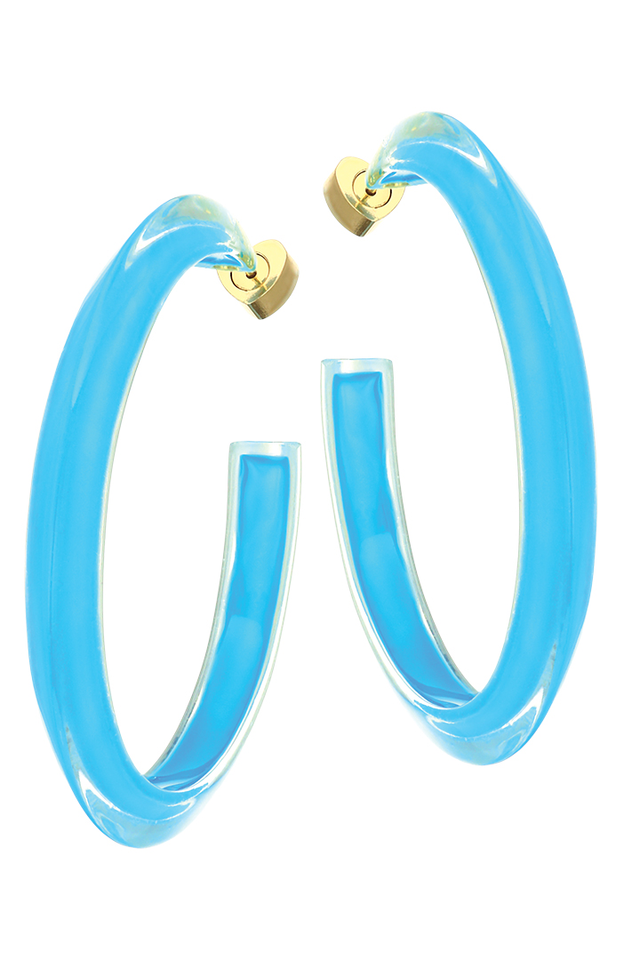 Neon Blue Hoop Earrings