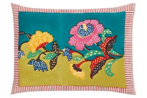 Floral Cushion Cover With Cabana Stripes