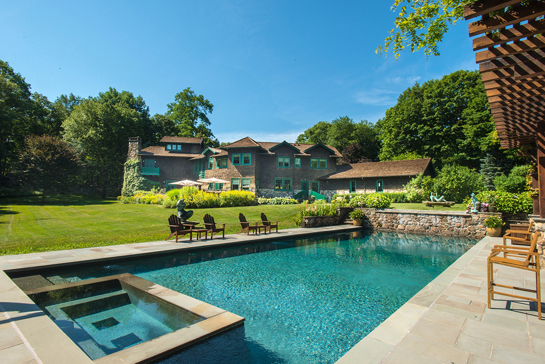 Robert A M Stern Designed This Arts Crafts Style Home For Sale In Greenwich Pool Exterior
