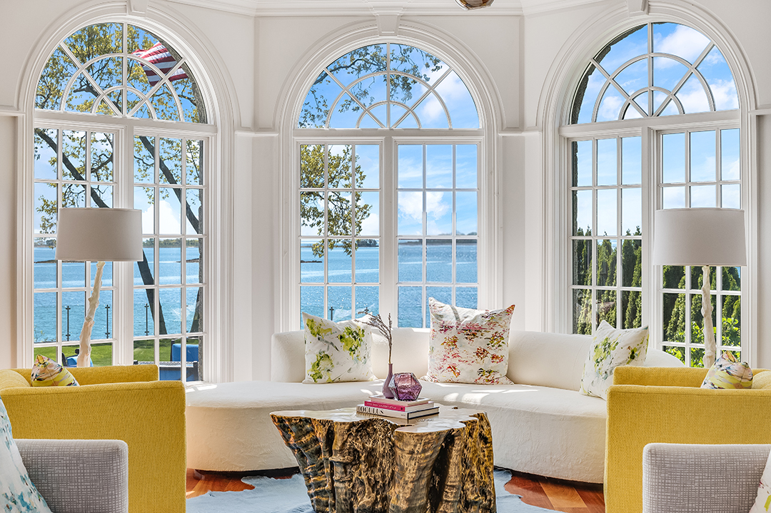 Step Inside An Ultra Stylish Waterfront Mansion Seeking 9m In Norwalk Living Room Detail View