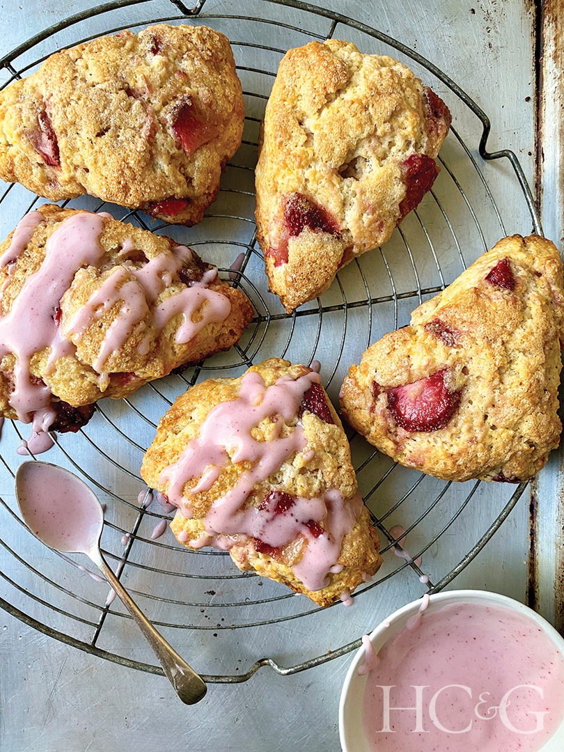 Strawberry Cornmeal Scones With Strawberry Glaze