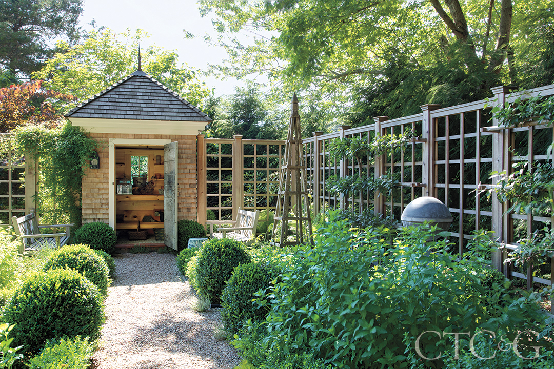 garden shed with a fence