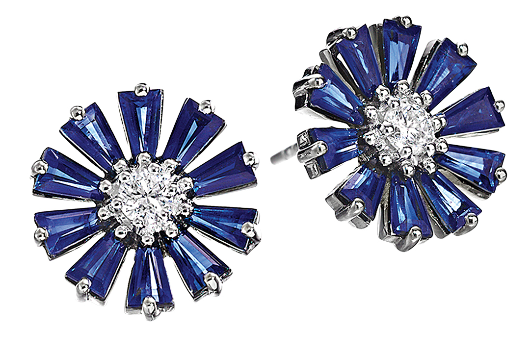 Sapphire Flower Stud Earrings