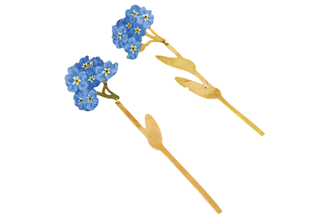 Spring Blue Flower Drop Earrings