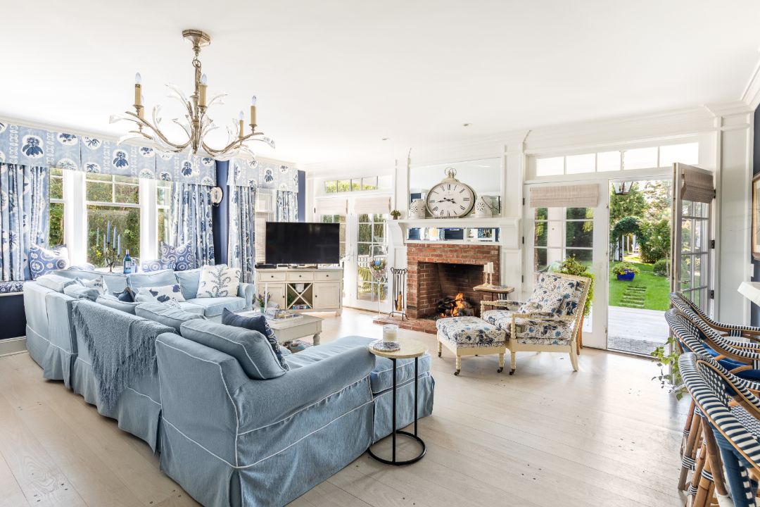 Southampton Historic District Traditional Home White TV Room