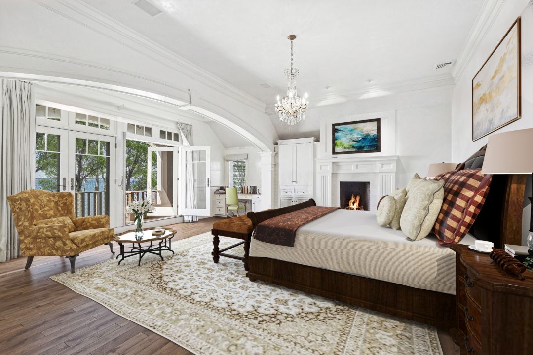 Sag Harbor Noyac Bay Waterfront Home Neutral Master Bedroom