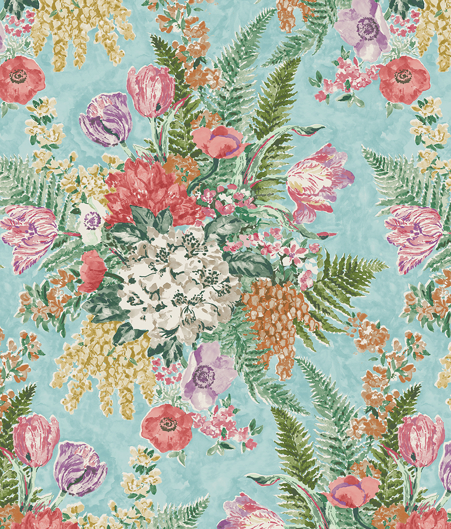 Multi Colored Floral Print Fabric Design