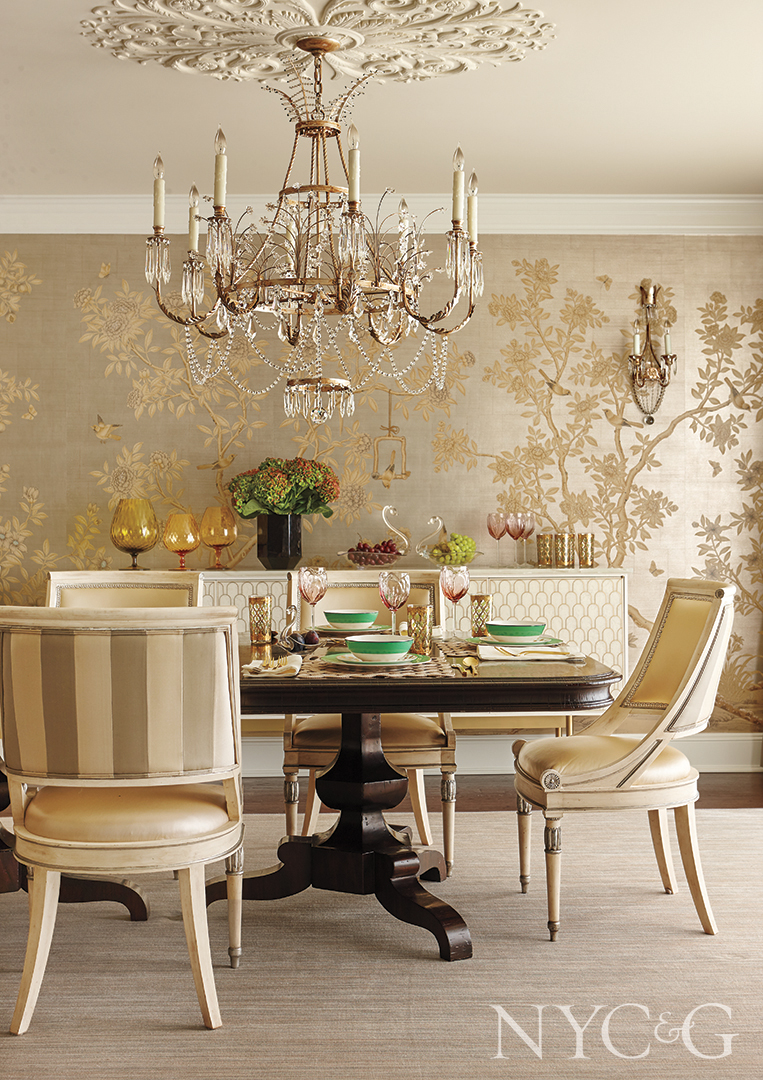 Gold Dining Room With Gracie Wallpaper
