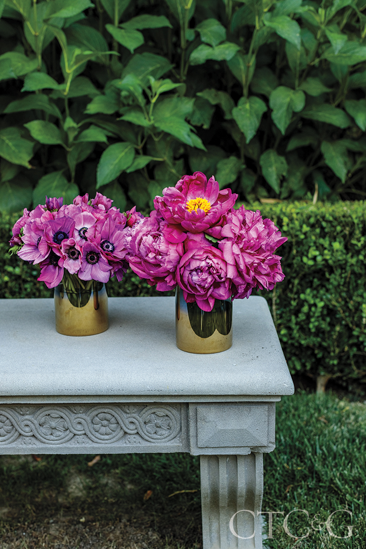 Flower Arrangements On A Bench