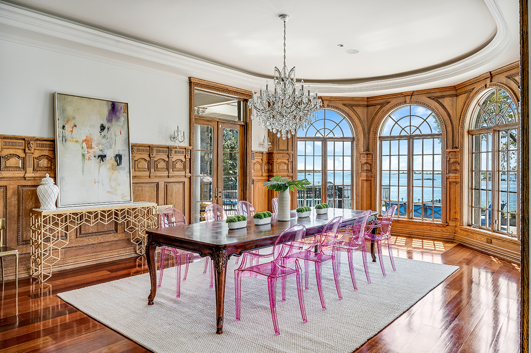 Extraordinary Waterfront Home With Playful Style Lists In Norwalk Ct Dining Room