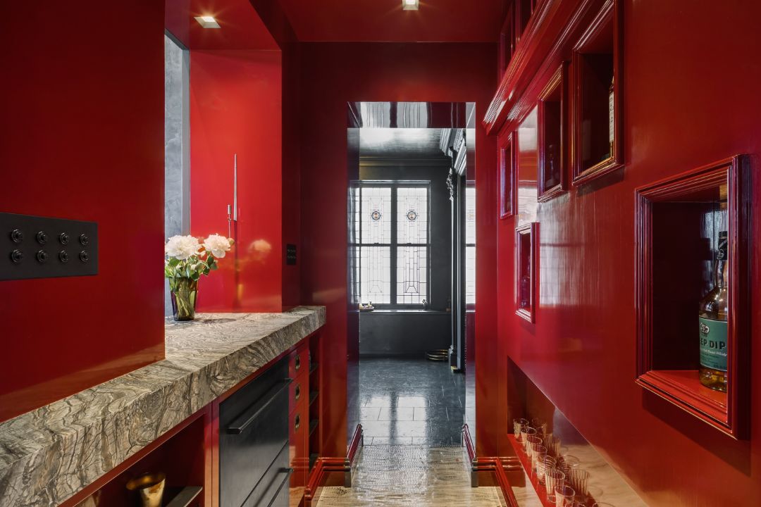 44 West 77th Street Upper West Side Apartment Red Bar