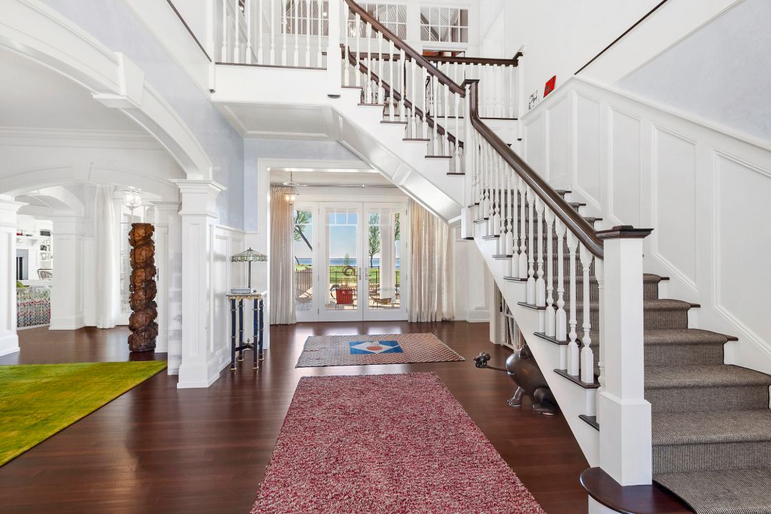 Sag Harbor Noyac Bay Waterfront Home Foyer Dark Wood