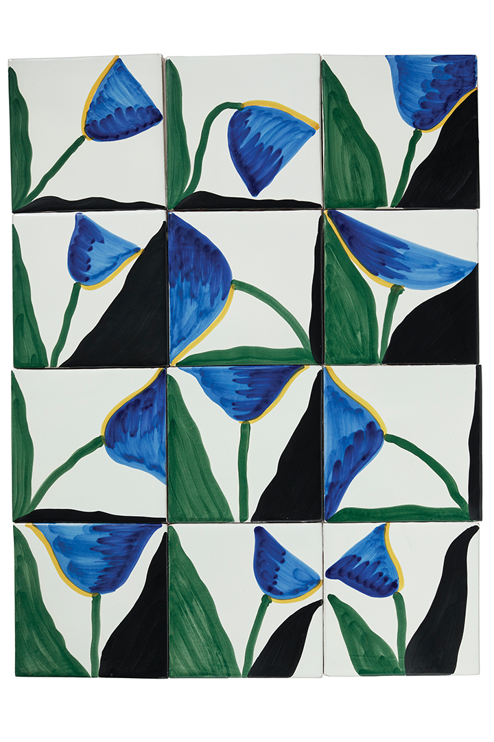 Hand Painted Tulip Backsplash