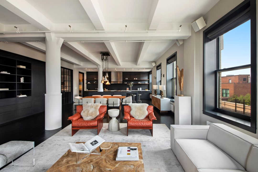 Jon Stewart Former Tribeca Penthouse Orange Chairs