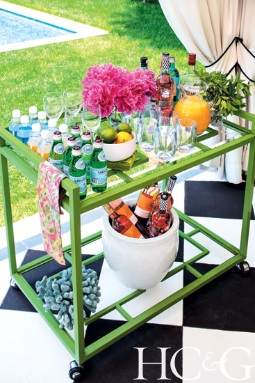 Water Mill House Tour Decorator Richard Keith Langham Green Bar Cart