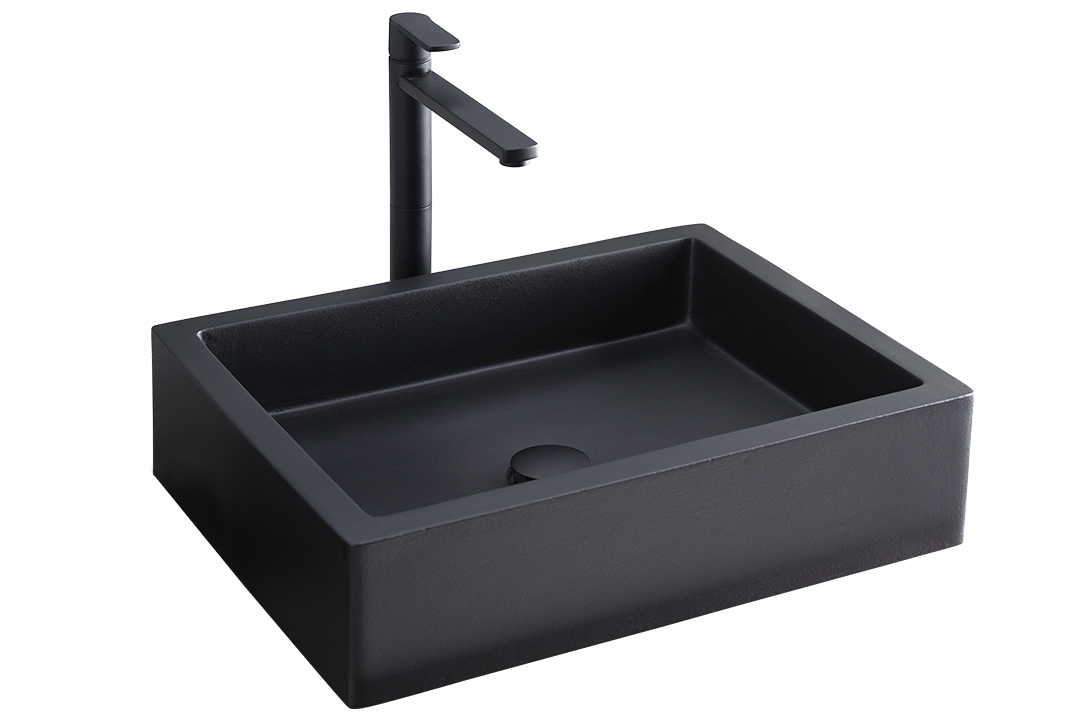 black concrete sink