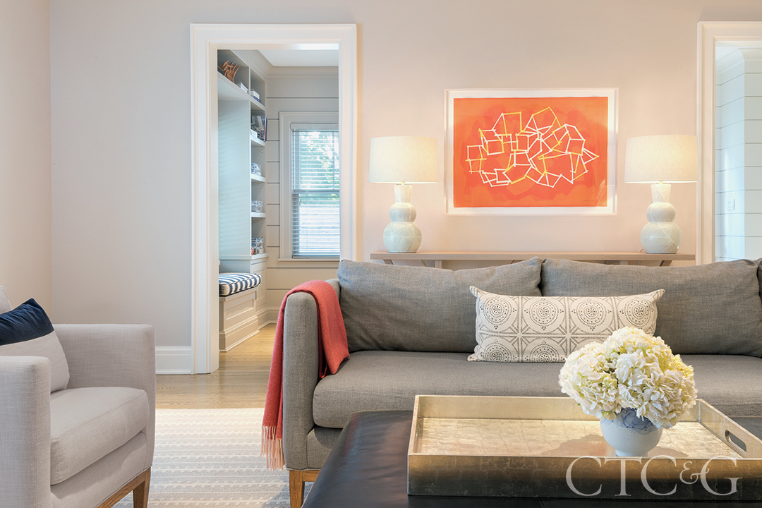 gray sectional and coffee table