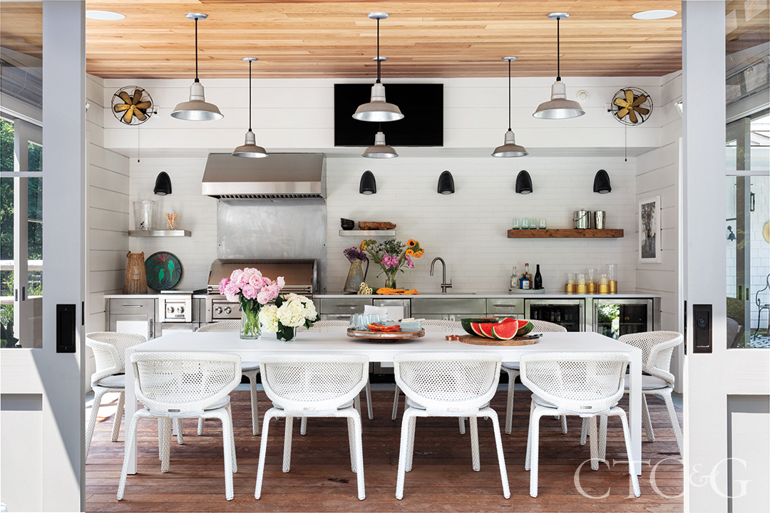 indoor outdoor kitchen and dining room