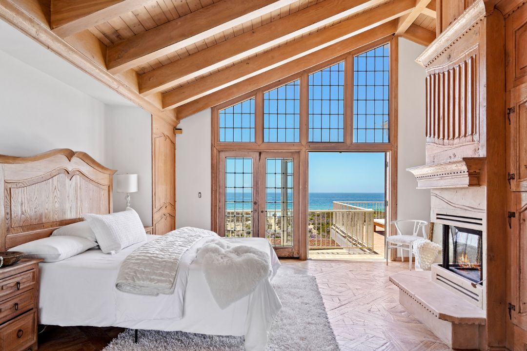 Jack Lemmon Malibu Broad Beach House Master Bedroom Slanted Ceiling
