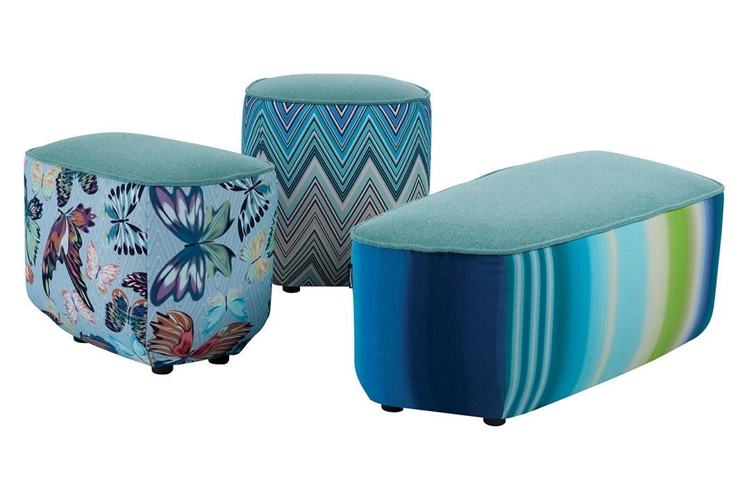 Missoni Upholstery On Sacha Likic Ottomans
