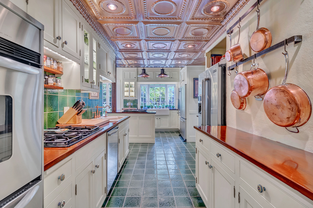 East Haddam Connecticut Country Estate Kitchen Copper Ceilings Green Tile