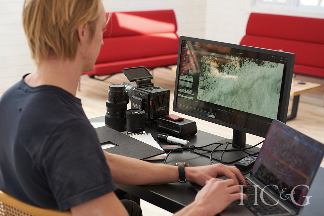 Man Working On Computer Set Up