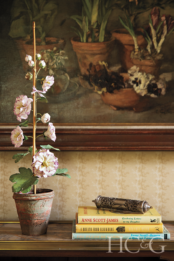 Potted Plant On Dresser Books Plant Painting