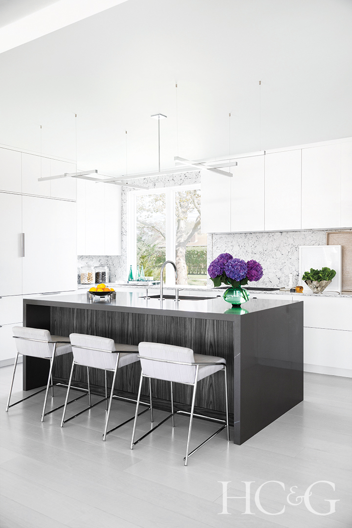kitchen cabinetry and appliances; floral arrangements