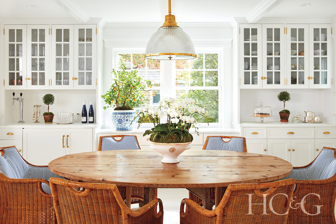 vintage chairs and antique table; plant decor