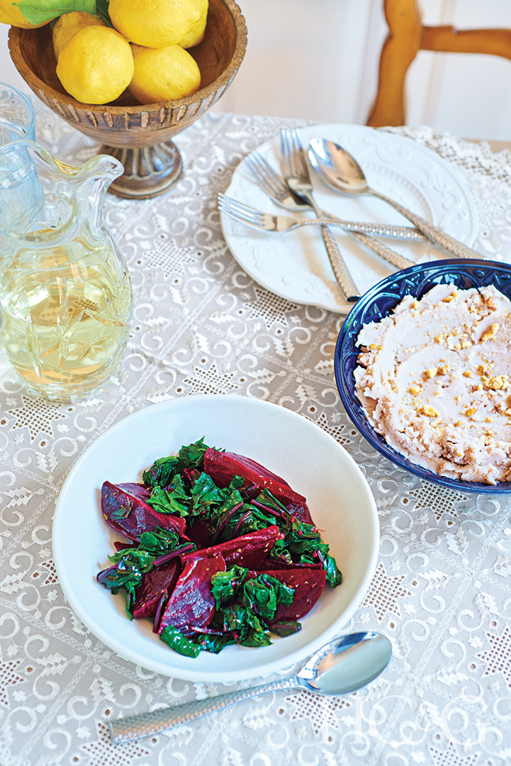 beets with garlic and a walnut spread