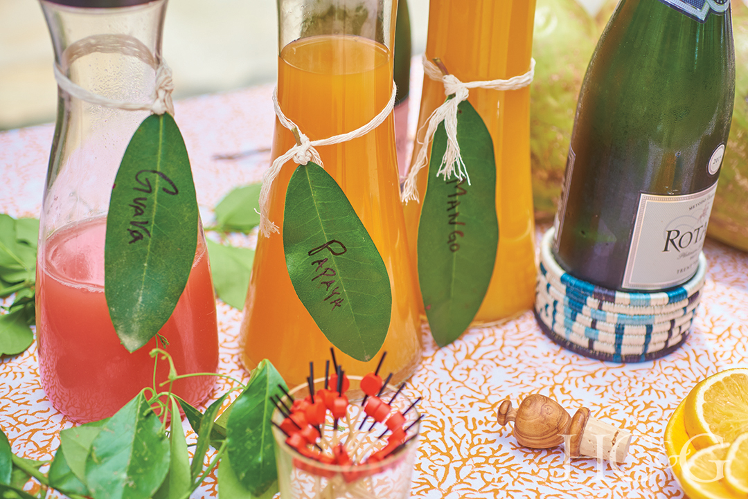 tropical fruit and champagne cocktails for summer