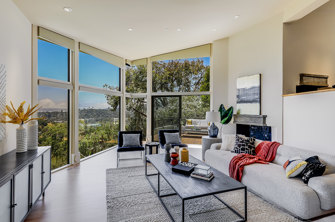 Musician Carlos Santana Lists Cool Contemporary In The Hills Of Tiburon Ca Living Room View