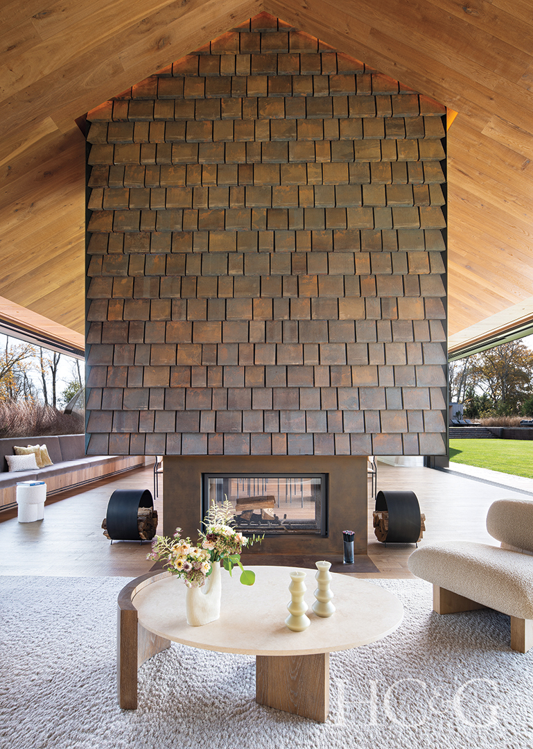 Terra Cotta Fire Pit In White Living Room