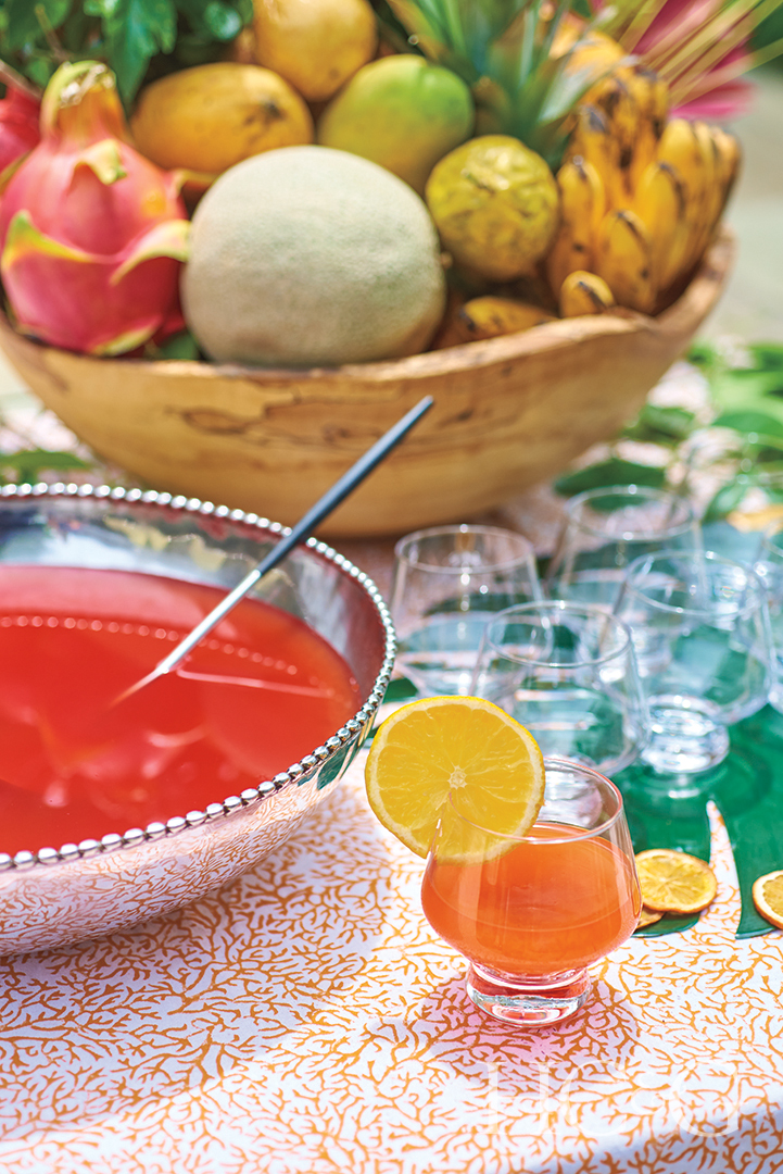 punch made from hibiscus tea and papaya juice