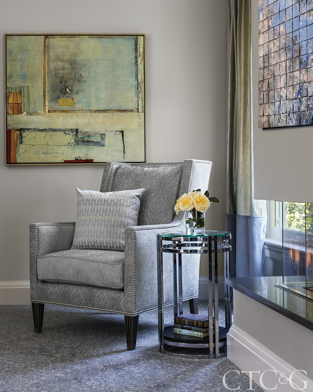 Traditional Silver Wing Chair