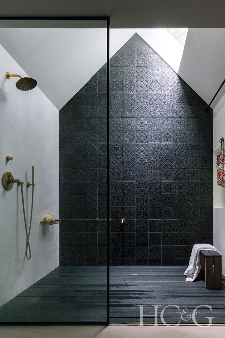Black shower tile