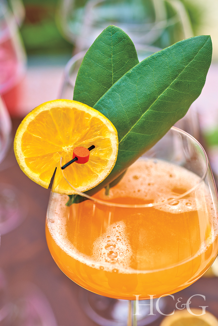 tropical fruit and champagne cocktails for summer